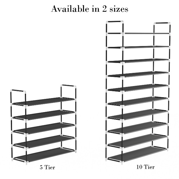 Hastings Home 5 tier Shoe Rack For Storage And Organization Black