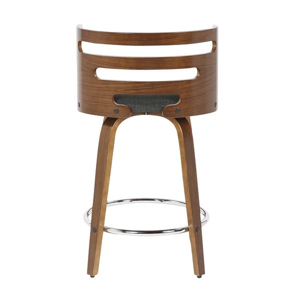 Cosini Counter Stool with Swivel Walnut and Charcoal Fabric - Set of 2 - 18