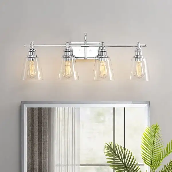 KAWOTI 4-Light Bathroom Vanity Light with Glass Shade