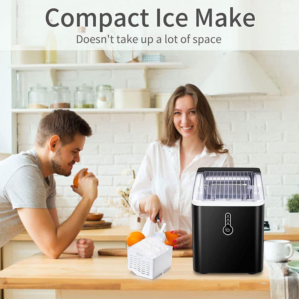 Edendirect 26 lbs24Hours Countertop Portable Ice Maker in Black with Ice Scoop and Basket for Home Bar Office