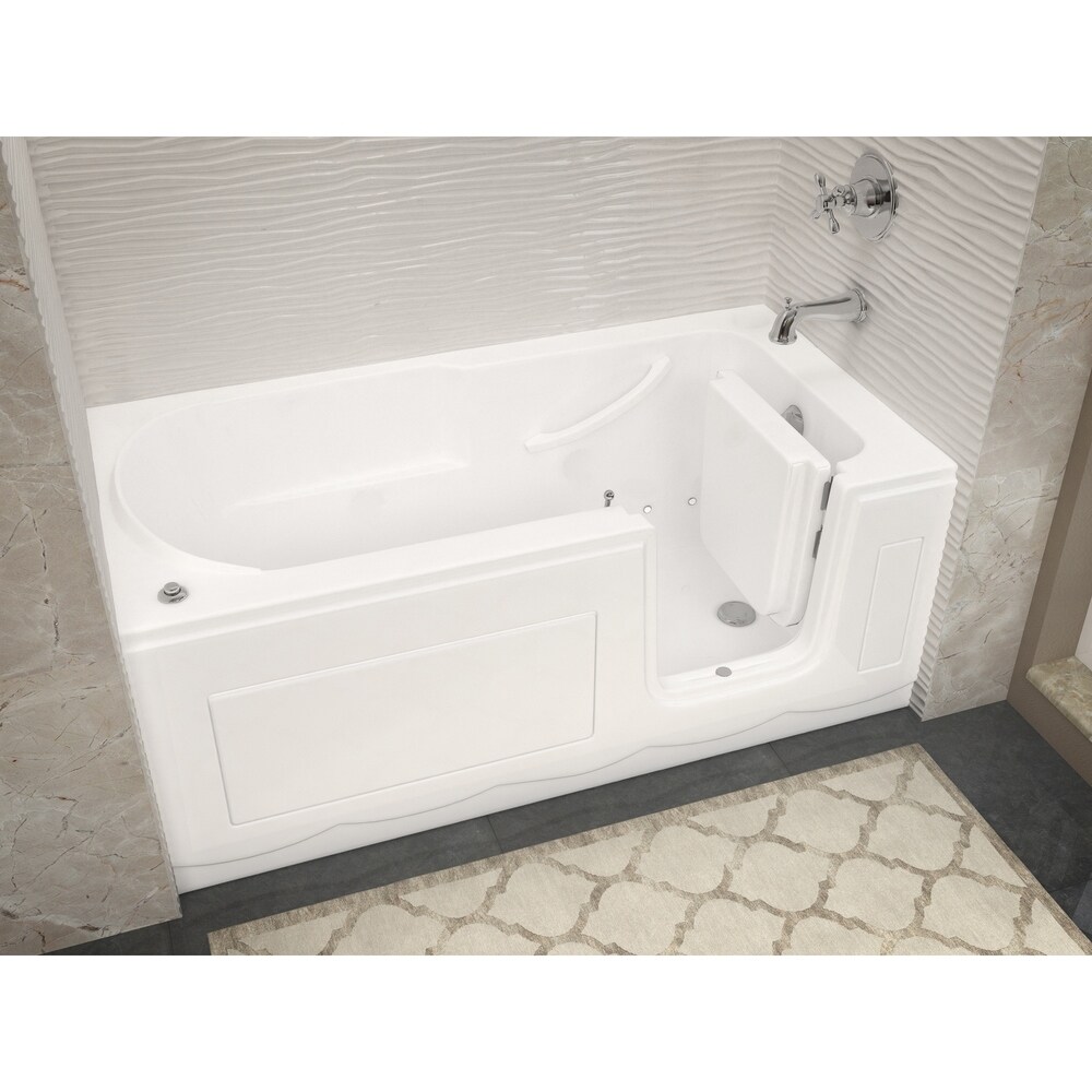 MediTub Step In 30x60 inch Right Drain White Air Jetted Step In Bathtub