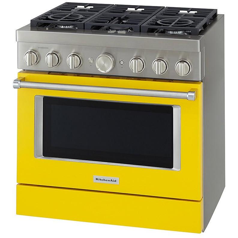 KitchenAid 36-inch Freestanding Gas Range with Even-Heat? True Convection KFGC506JYP