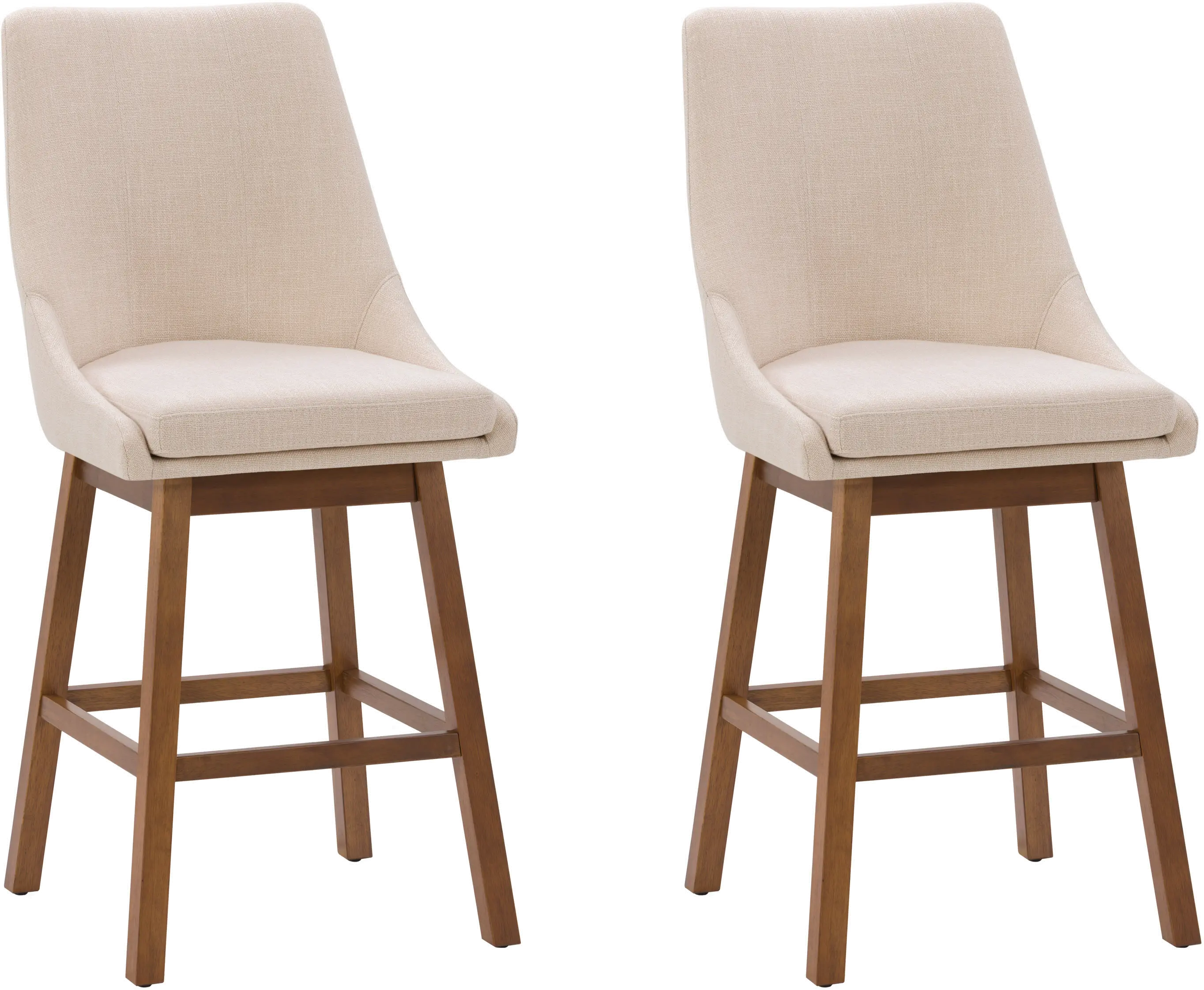 Boston Contemporary Set of Two Beige Formed Back Counter Height Stools