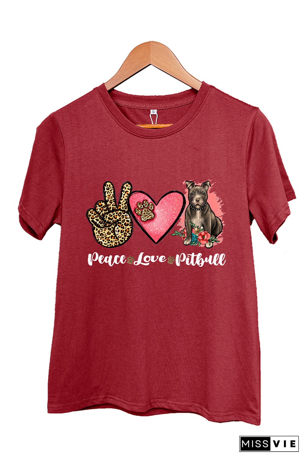 Peace Love Pitbull Short Sleeve Graphic Tee Wholesale