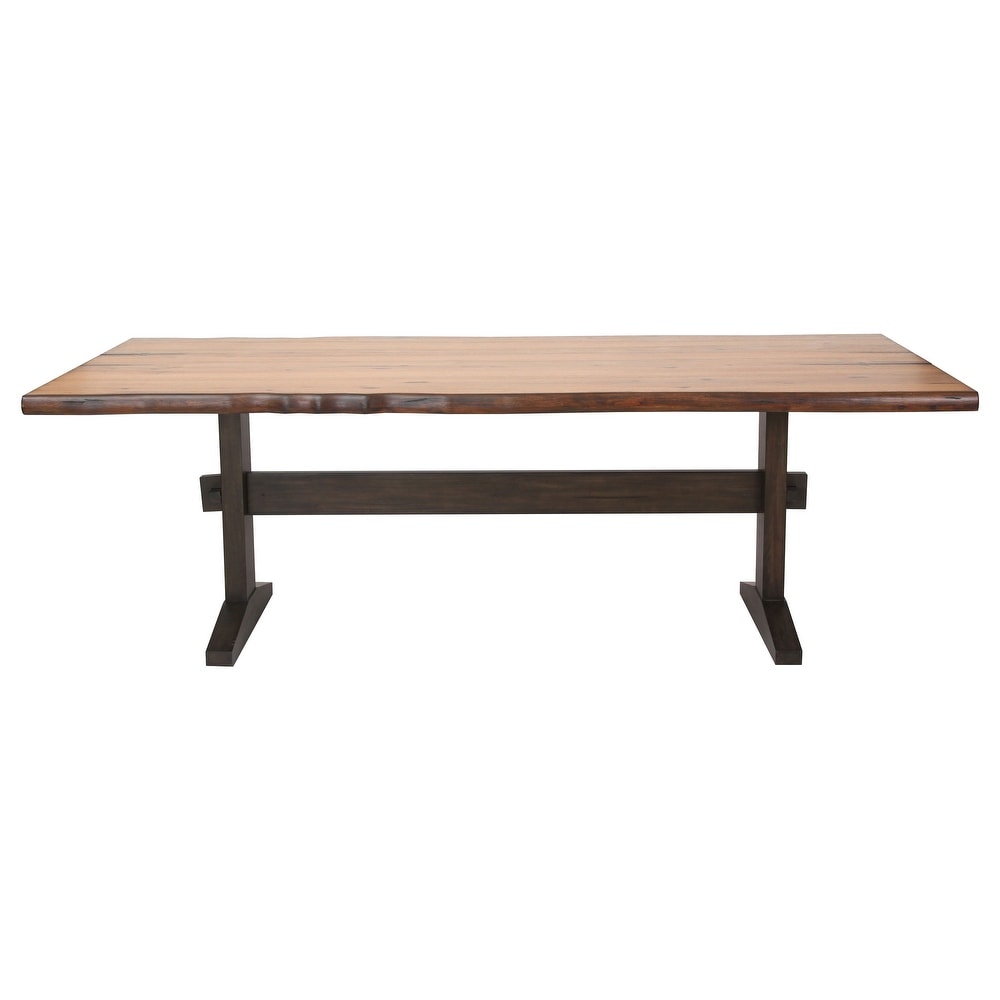 Coaster Furniture Bexley Live Edge Trestle Dining Table Natural Honey and Espresso   90.00'' x 42.00'' x 30.00''