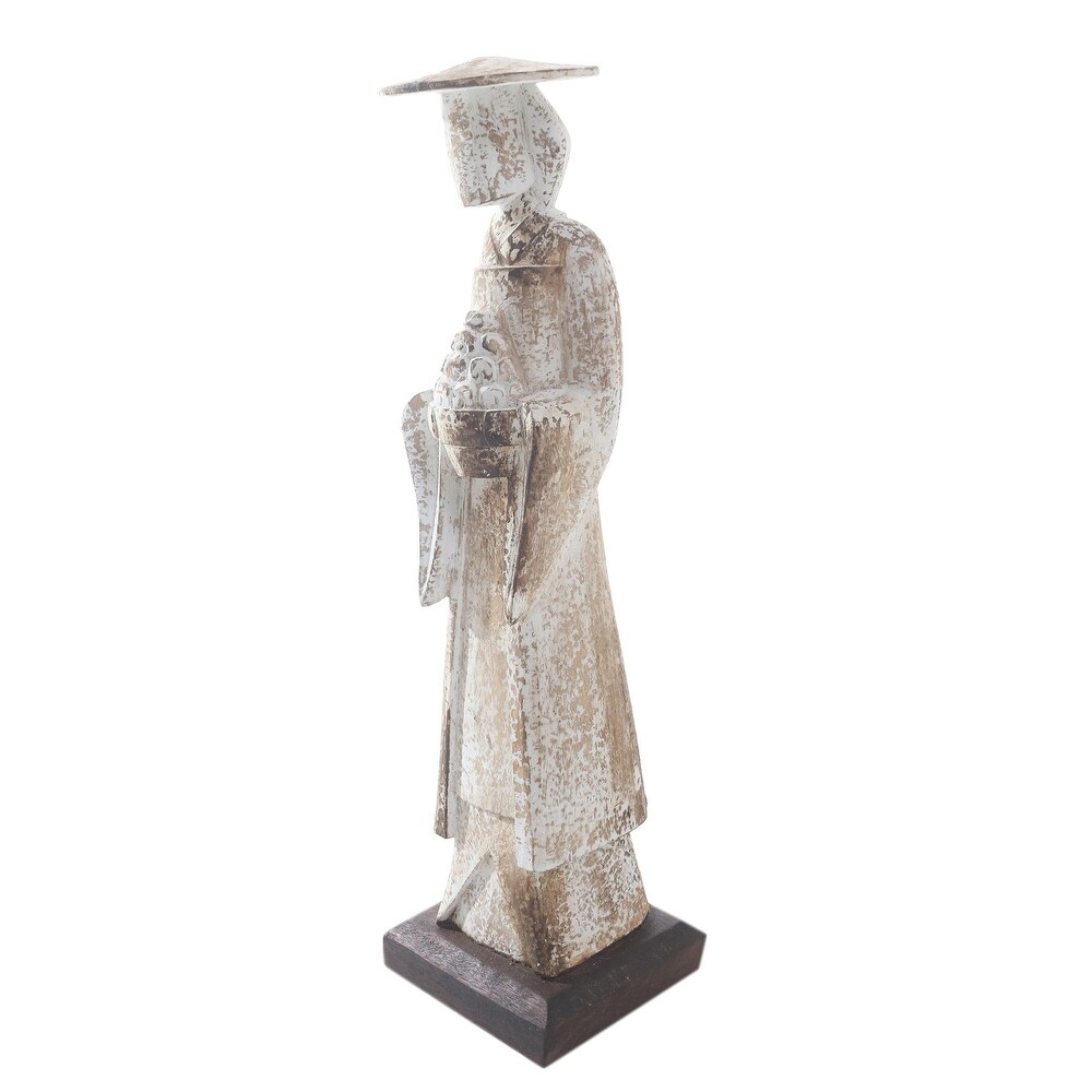 Novica Handmade Japanese Woman Wood Sculpture