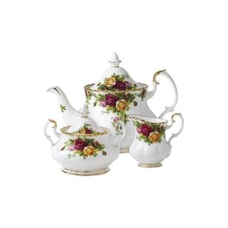 ROYAL ALBERT Old Country Roses 3-Piece Set (Teapot Sugar and Creamer) IOLCOR13153