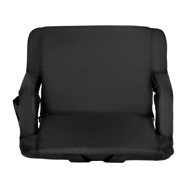 Flash Furniture Extra Wide Lightweight Reclining Stadium Chair With Armrests Padded Back amp Seat With Dual Storage Pockets And Backpack Straps