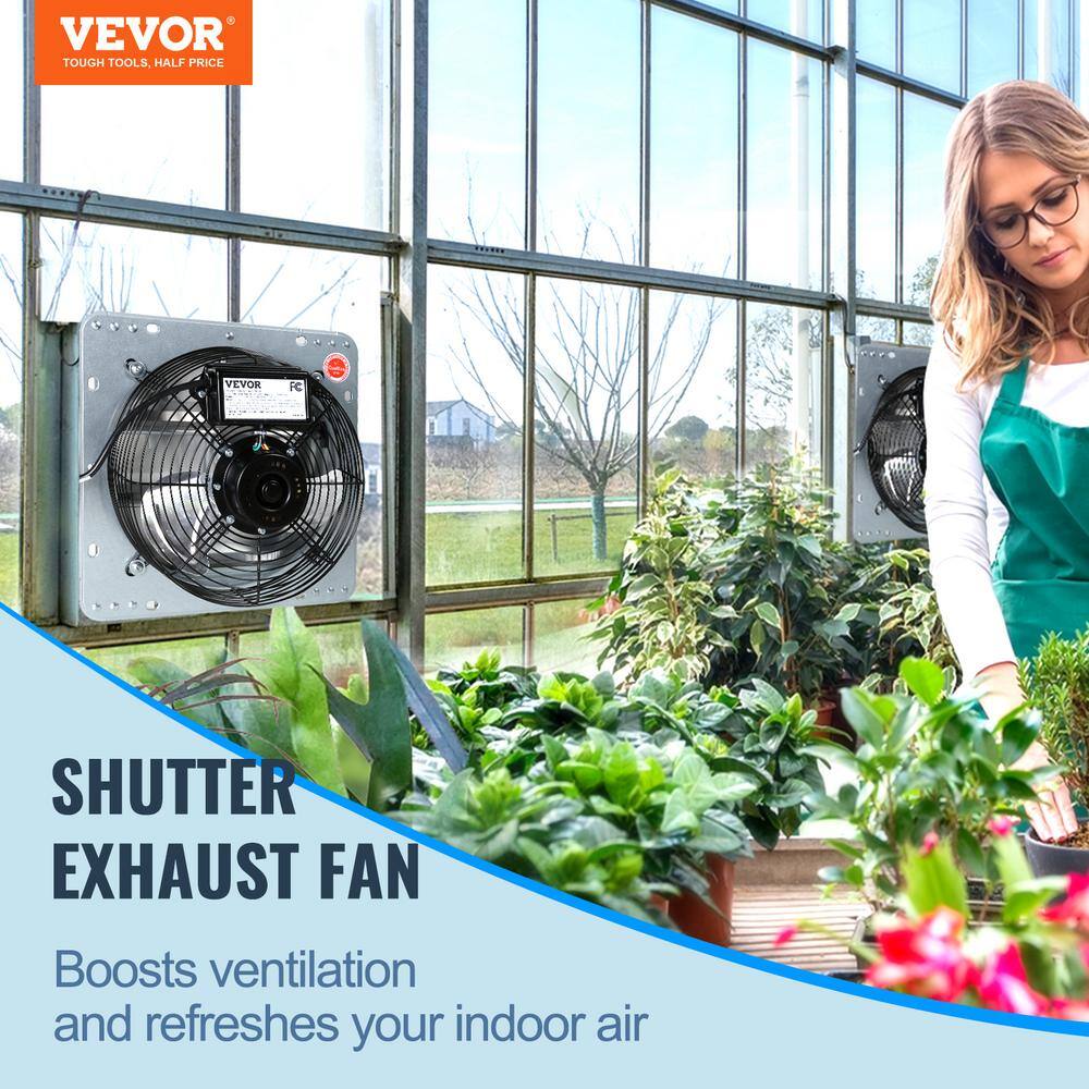 VEVOR 16 in. Shutter Exhaust Fan High-speed 2000 CFM Aluminum Wall Mount Attic Fan Ventilation and Cooling for Greenhouses BYCSPQSDJAC16NRV5V1