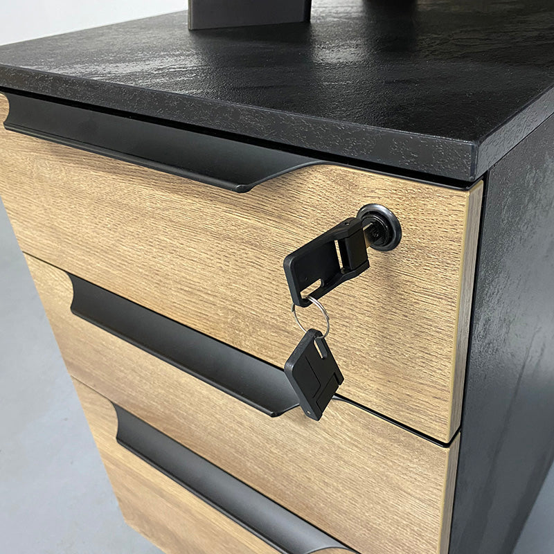 ARTO 2 People Workstation Desk 1 Cabinet  2.4M - Warm Oak & Black