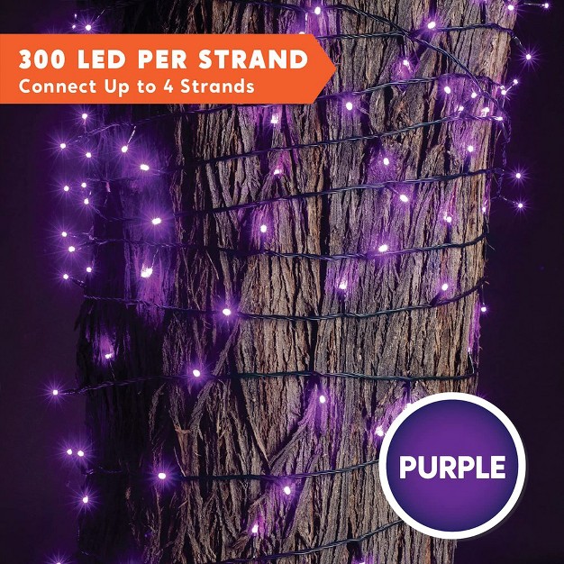 Joiedomi 300 Purple Led Green Wire String Lights 8 Modes