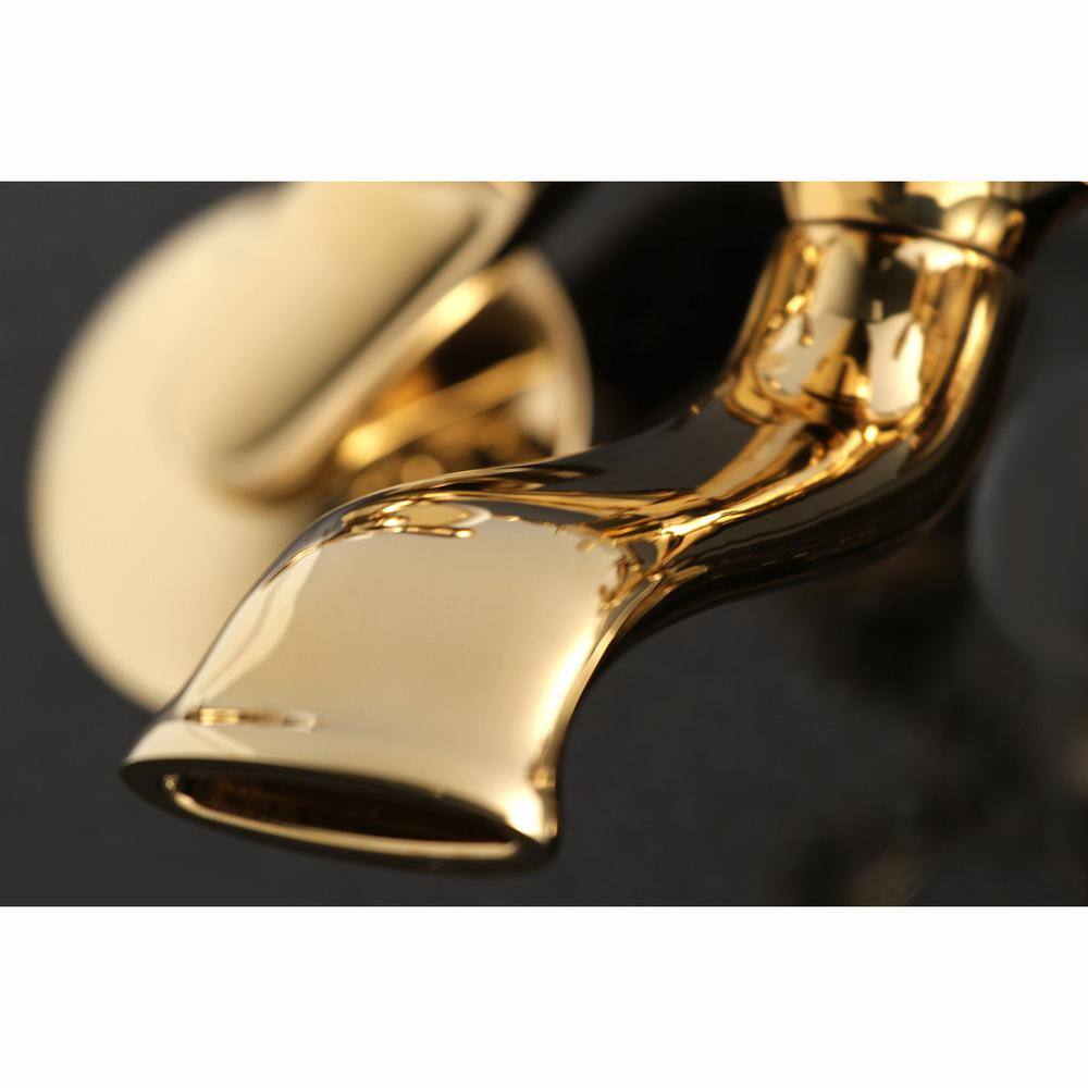 Kingston Brass Victorian 3-Handle Wall Claw Foot Tub Faucet with Handshower in Polished Brass HKS285PB