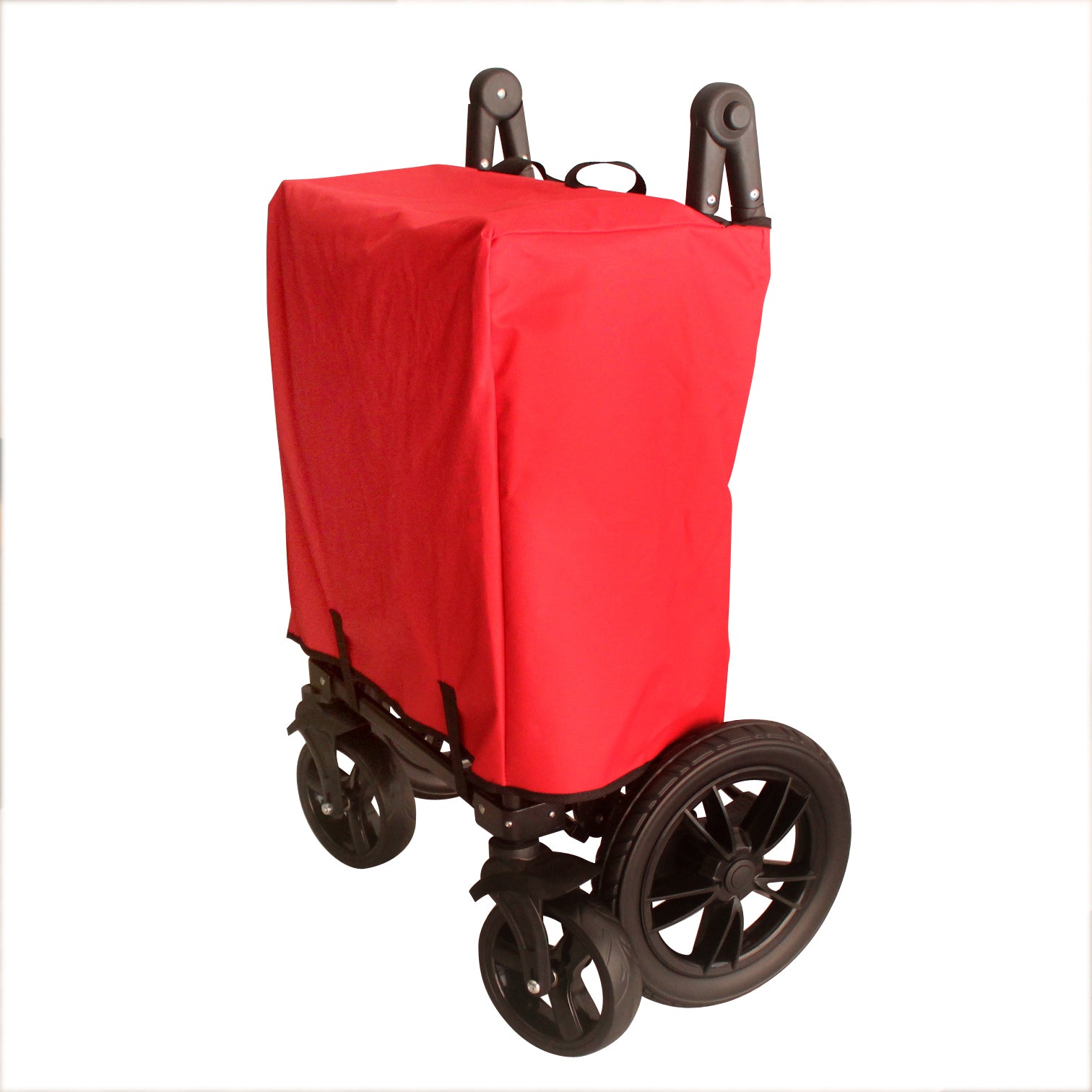 Red Push And Pull Handle With Rear Foot Brake Folding Stroller Wagon W/ Canopy Outdoor Sport Collapsible Baby Trolley Garden Utility Shopping Travel Cartfree Carrying Bag - Easy Setup No Tool Need