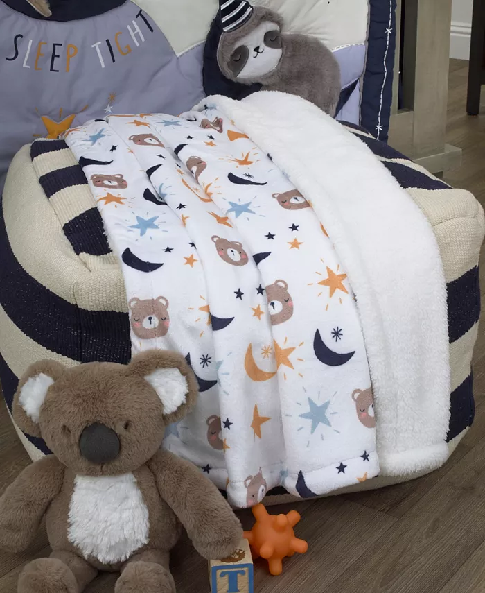 NoJo Goodnight Sleep Tight Bear  Moon and Star Super Soft Baby Blanket