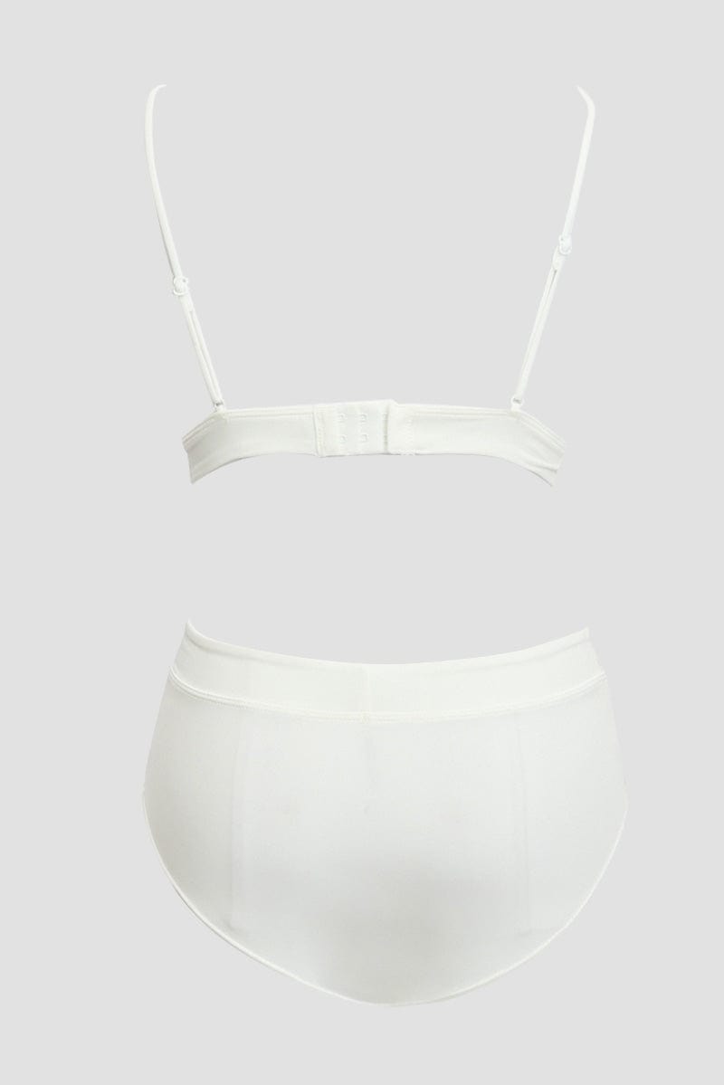 White Triangle Bra and Briefs Lingerie Set