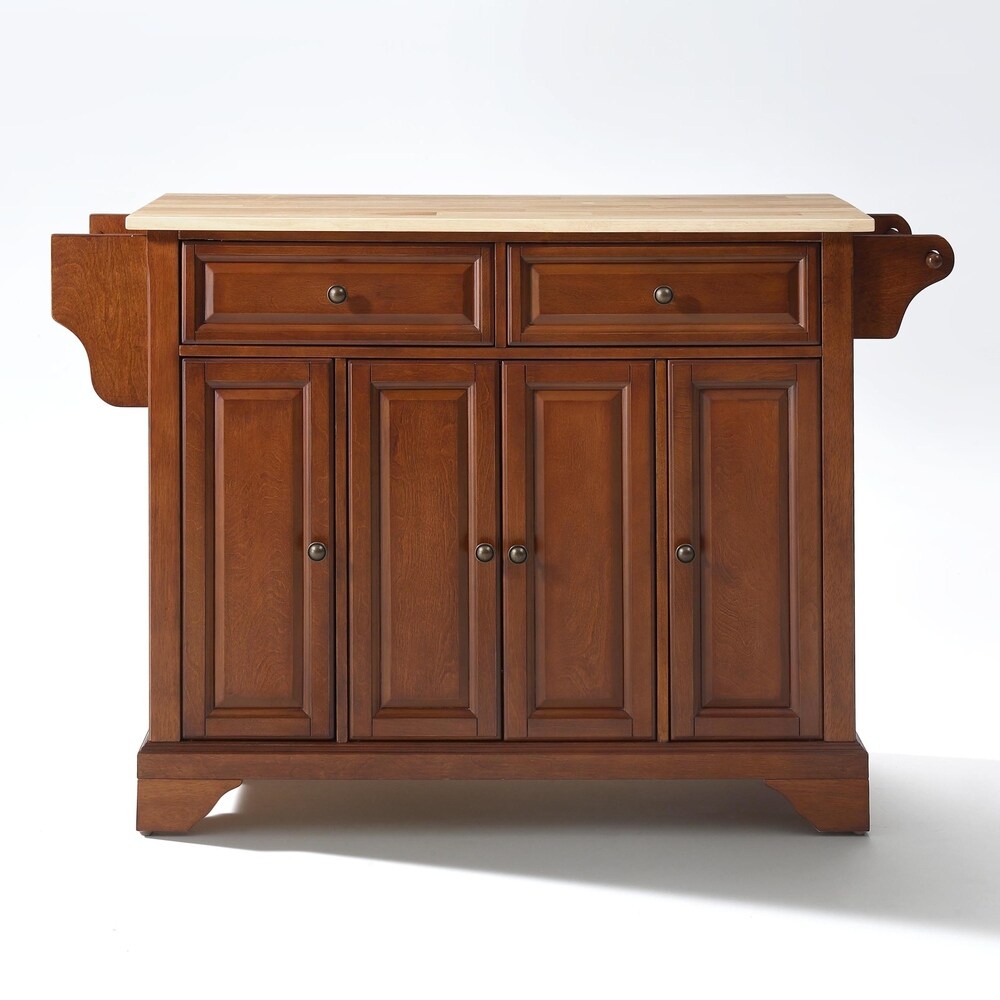 Crosley LaFayette Classic Cherry Natural Wood Top Kitchen Island   18\