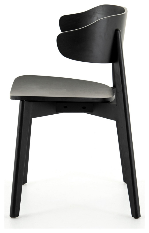 Franco Black Veneer Dining Chair Set Of 2   Midcentury   Dining Chairs   by Zin Home  Houzz