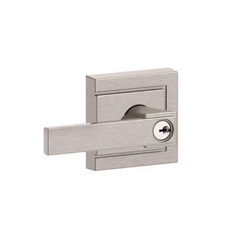 Schlage Northbrook Satin Nickel Entry Door Handle with Upland Trim F51 V NBK 619 ULD