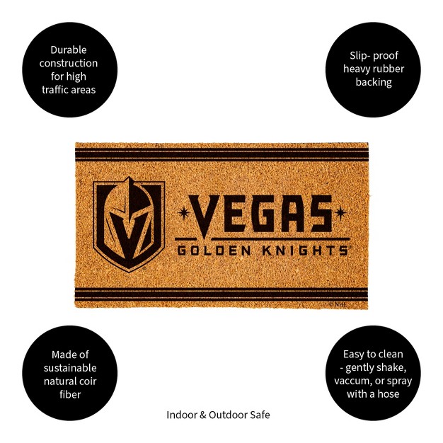 Evergreen Las Vegas Golden Knights Logo Natural Coir 28 X 16 Inches Indoor Outdoor Doormat