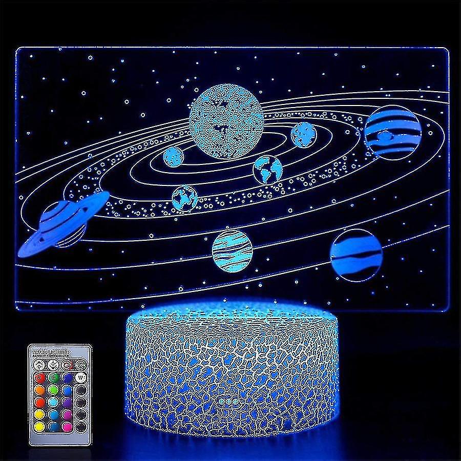 Usb 16 Colors Night Lightand24 Key Remote Solar System 3d Illusion Lamp Universe Space Kids Boys Girls Birthdays Gifts