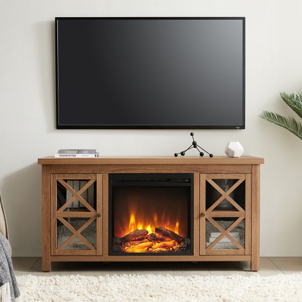 Colton Rectangular TV Stand with Log Fireplace for TV's up to 55