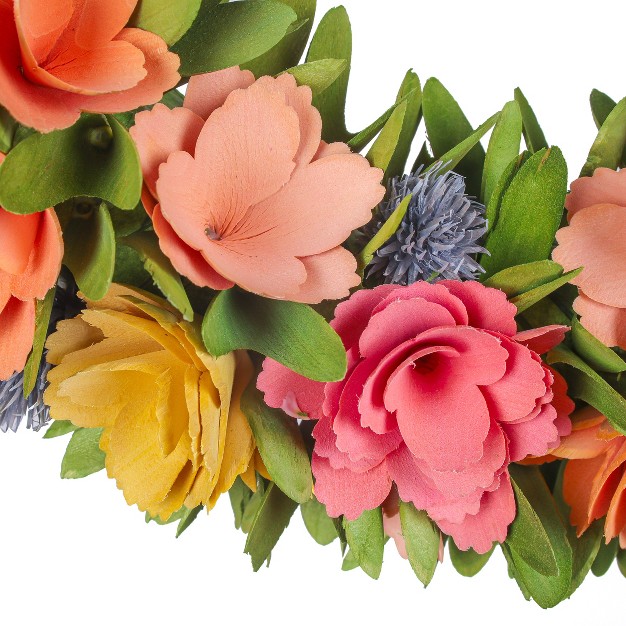 Multicolored Wood Curl Floral Wreath National Tree Company