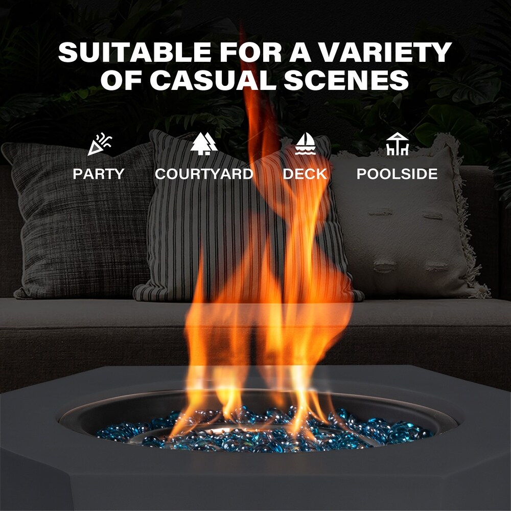 28 Inches Hexagonal 40000 BTU Hexagonal Concrete Propane Fire Pit Table