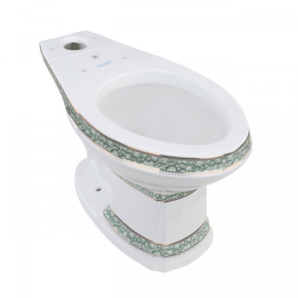 RENOVATORS SUPPLY MANUFACTURING Corner Elongated 2-Piece Dual Flush Bathroom Toilet India Reserve Design Green Gold Painted Manufacturing 30688