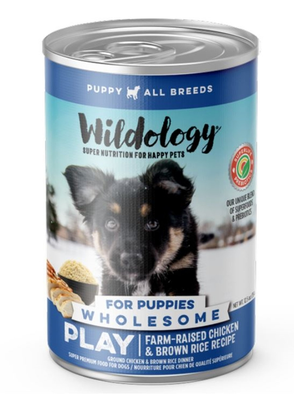 Wildology PLAY Farm-Raised Chicken and Brown Rice Puppy Can Food