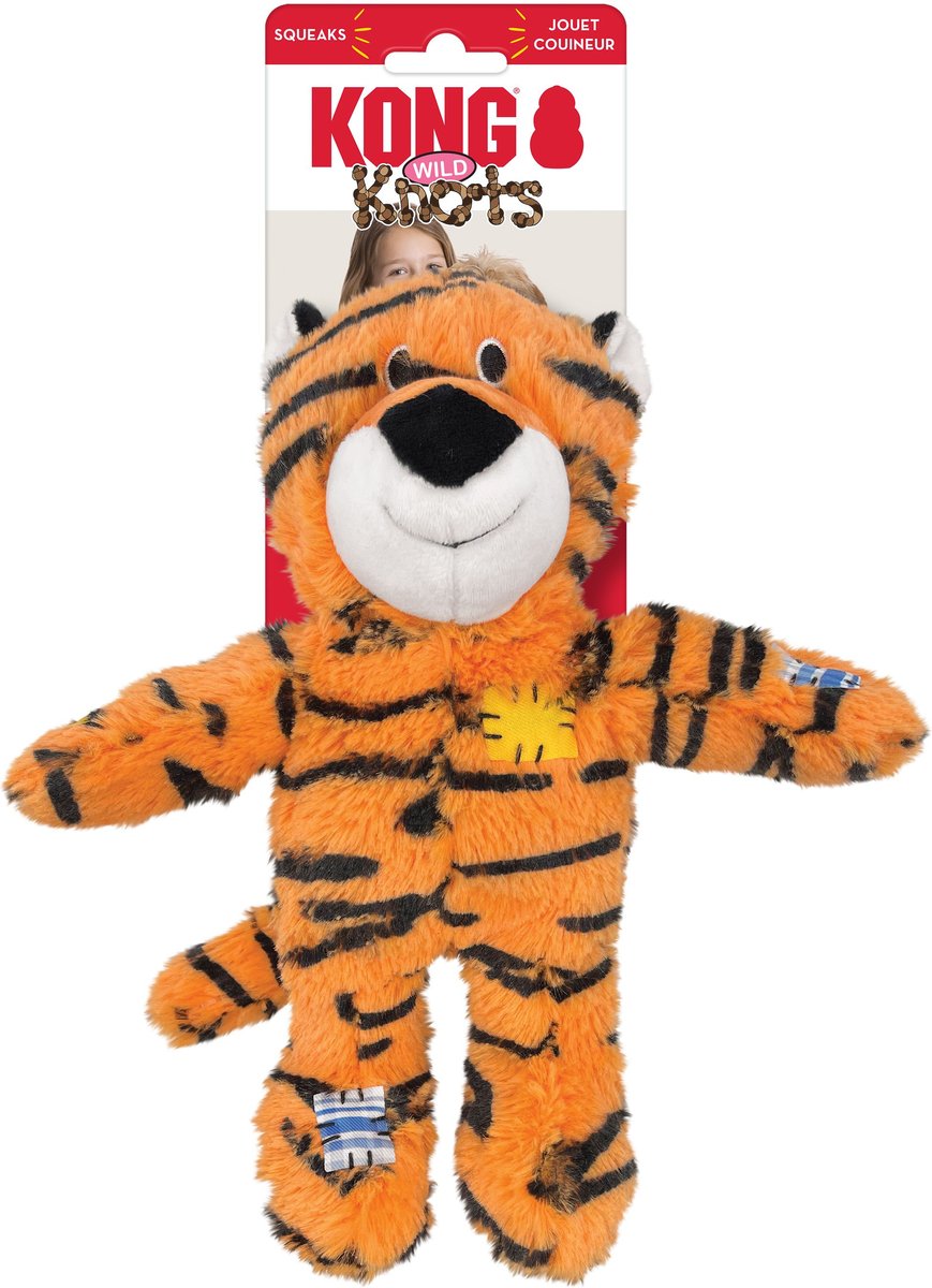 KONG Wild Knots Tiger Dog Toy， Orange