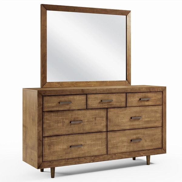 Abbyson Retro Mid Century Wood 7 Drawer Dresser and Mirror - - 26281088