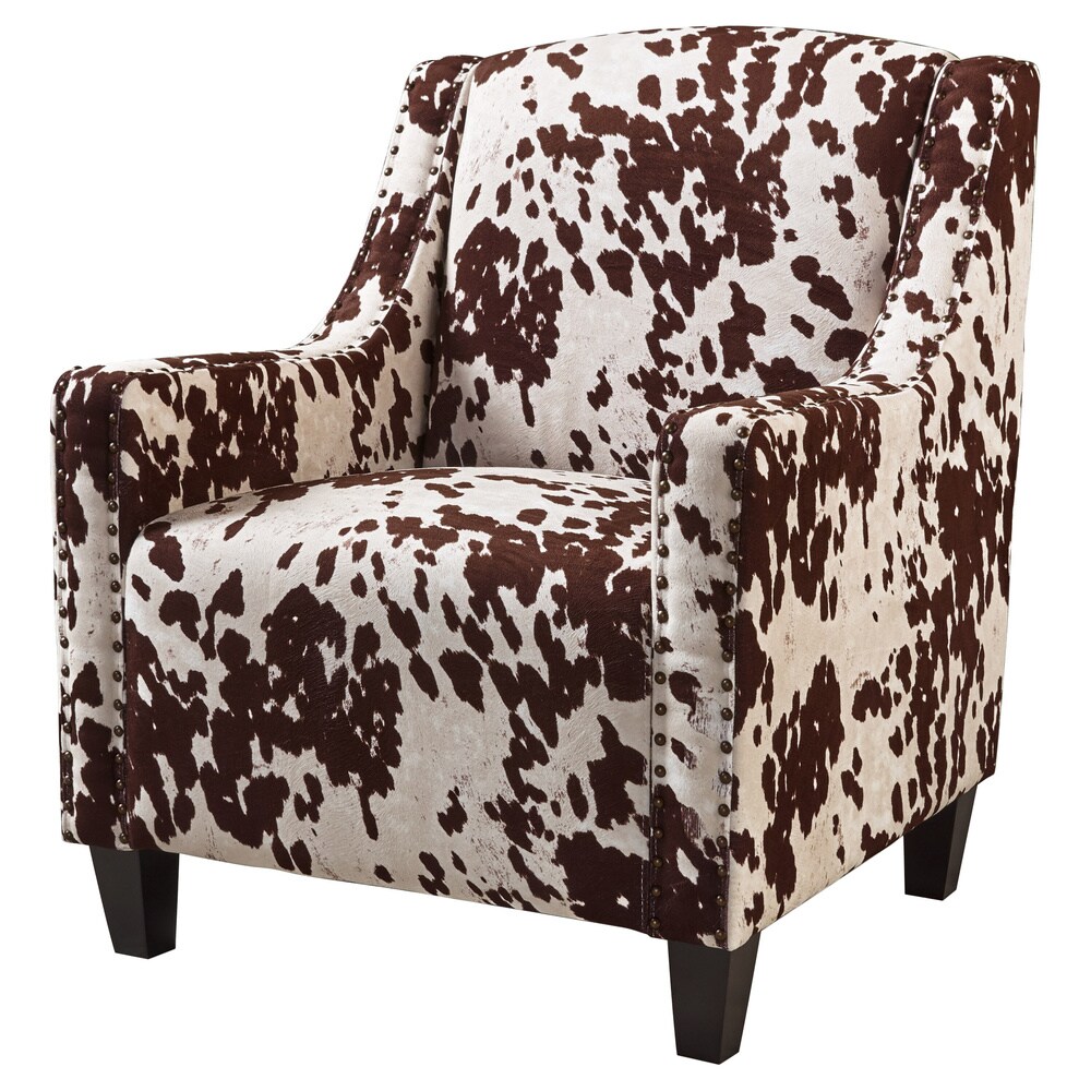 Elysabeth Cow Print Velvet Club Chair by Christopher Knight Home   32.75\