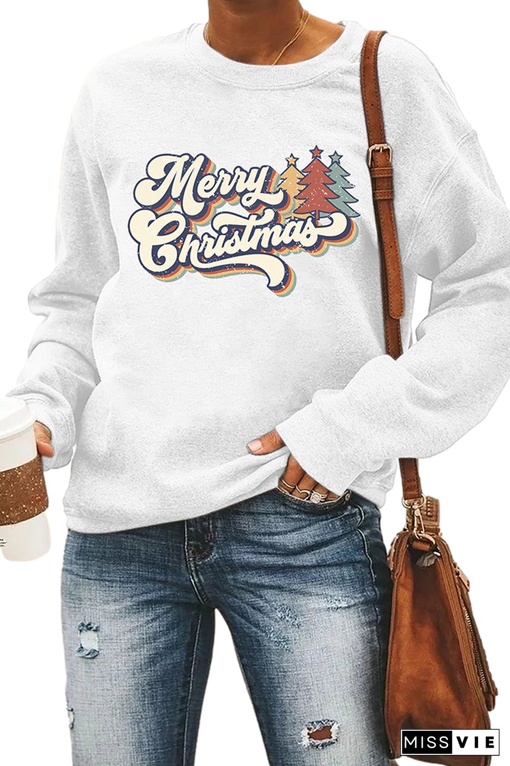 70s Style Merry Christmas Sweatshirt Wholesale