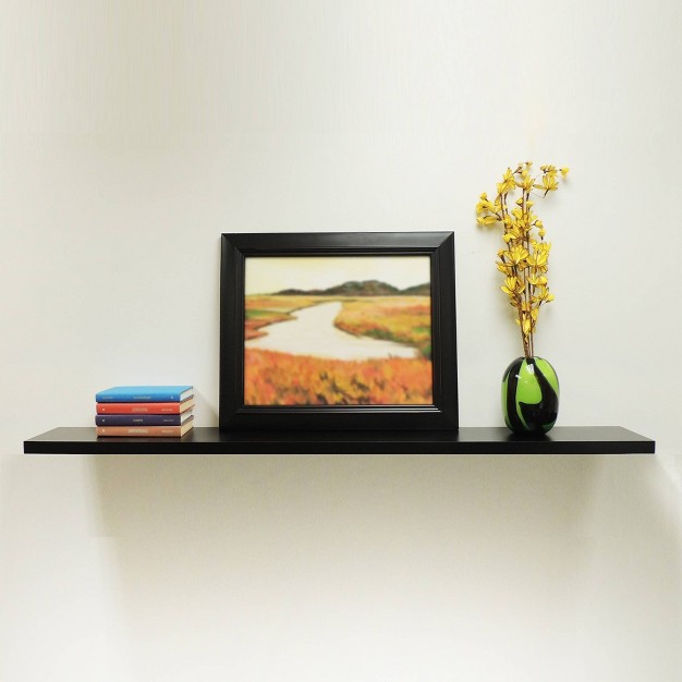 Slim Floating Shelf Wall Mounted Hidden Brackets Black Inplace