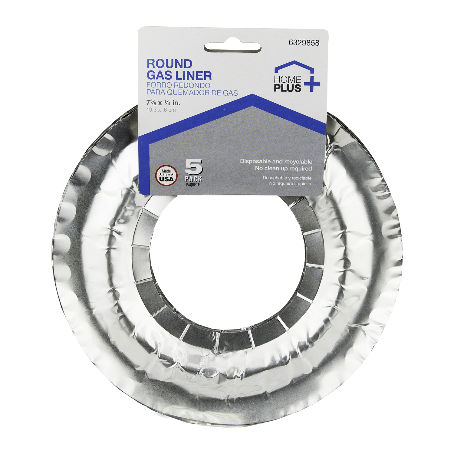 Home Plus Durable Foil 7 5/8 in. Gas Burner Liner Silver 5 pk