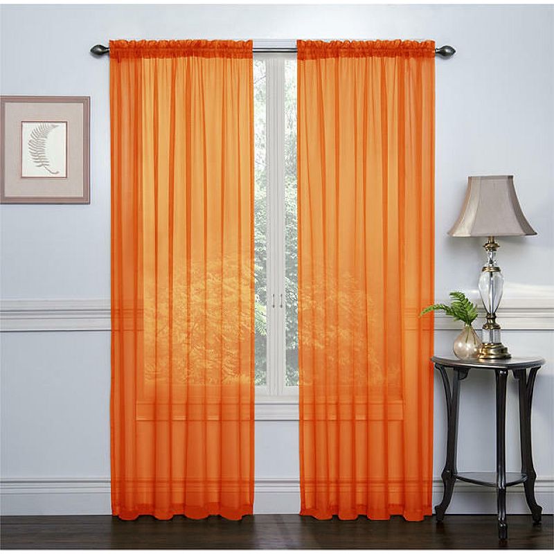 GoodGram 2 Piece Rod Pocket Elegant Sheer Voile Curtain Panels