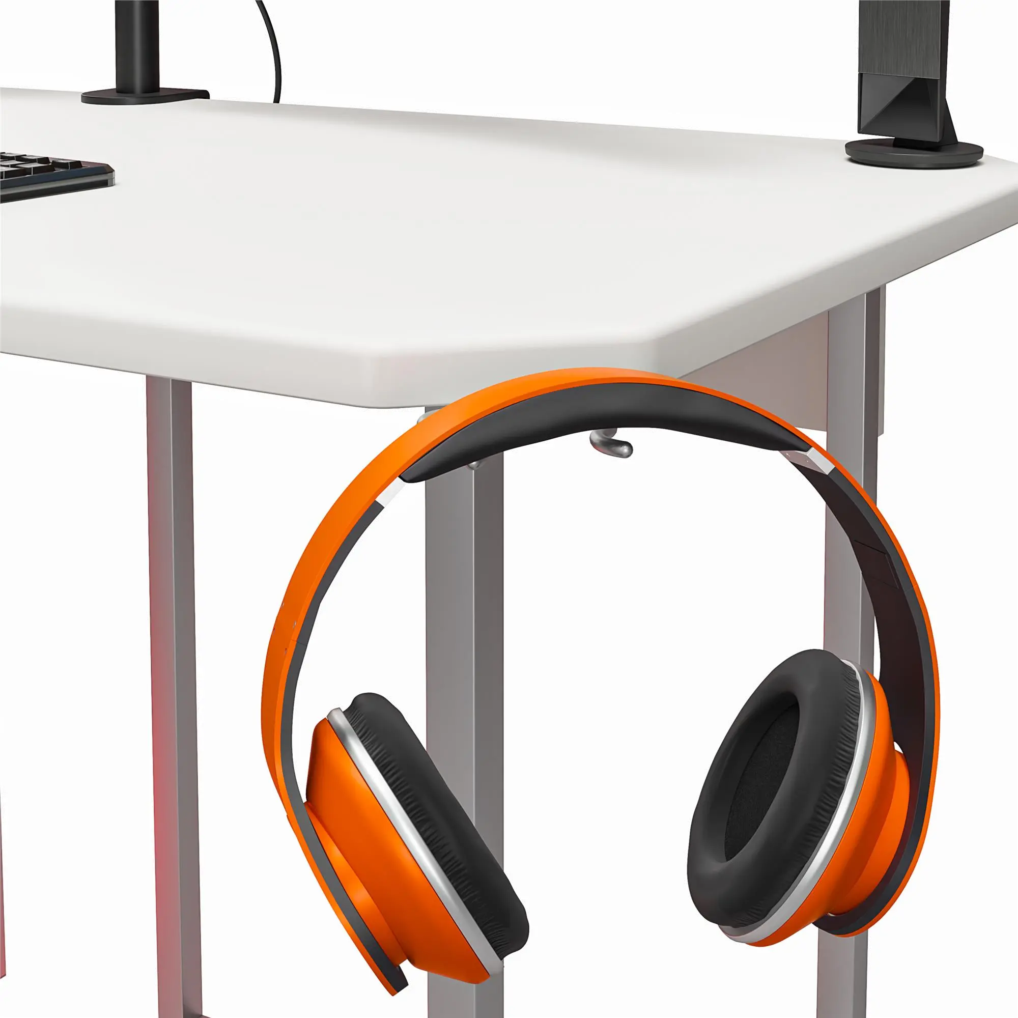 Quest White Gaming L-Desk with CPU Stand