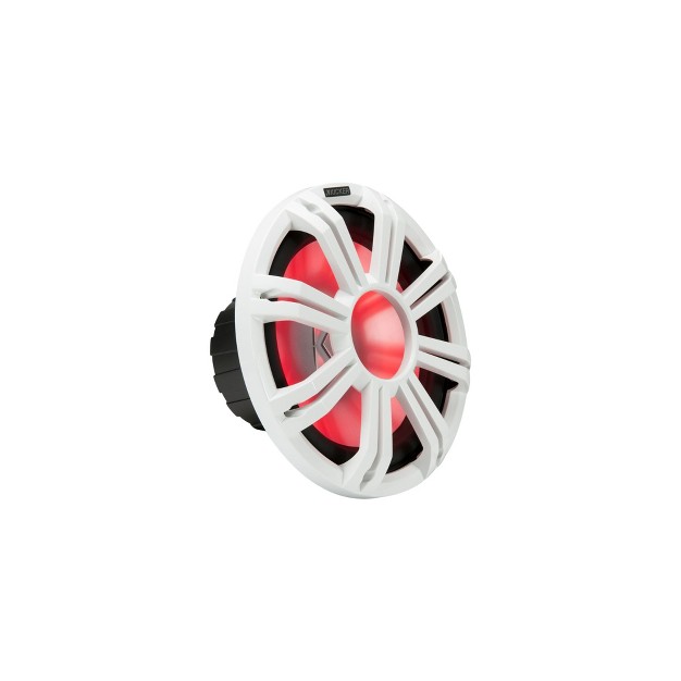 Kicker Two 10 Inch Led Marine Subwoofers In White 2 Ohm Bundle 4 Ohm Each