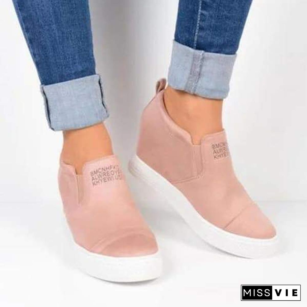 Letter Slip On Wedge Sneakers