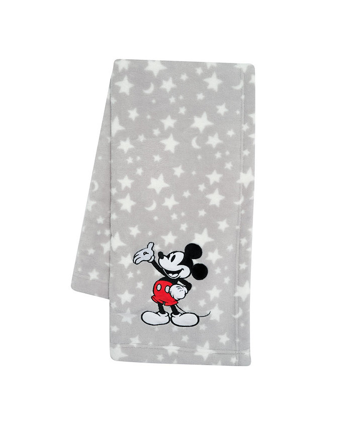 Lambs and Ivy Disney Baby Mickey Mouse Stars Gray Soft Fleece Baby Blanket