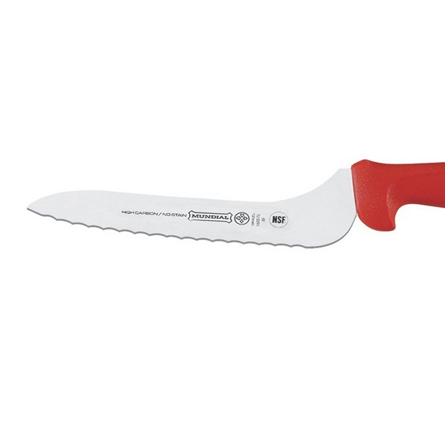 Mundial R5620 7e 7 inch Offset Serrated Edge Sandwich Knife Red