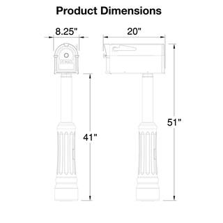 Postal PRO Madison Mailbox and Post Kit Black PP330CBLM