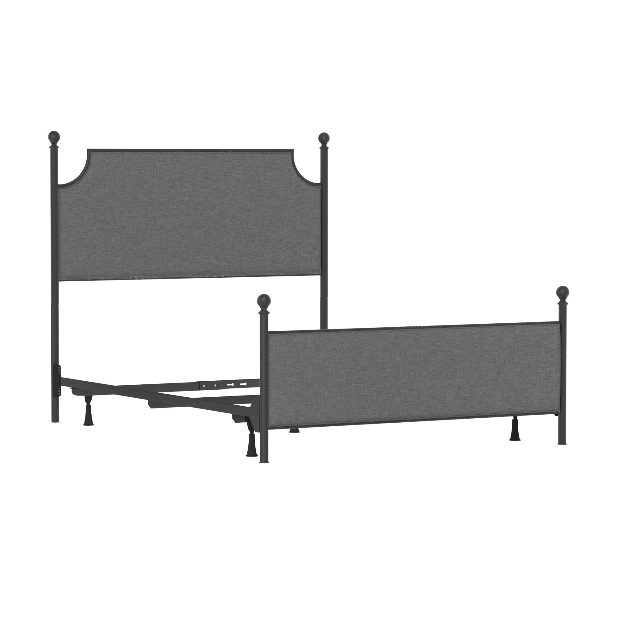 Hillsdale Furniture McArthur Metal Upholstered Queen Bed, Matte Black with Gray Fabric