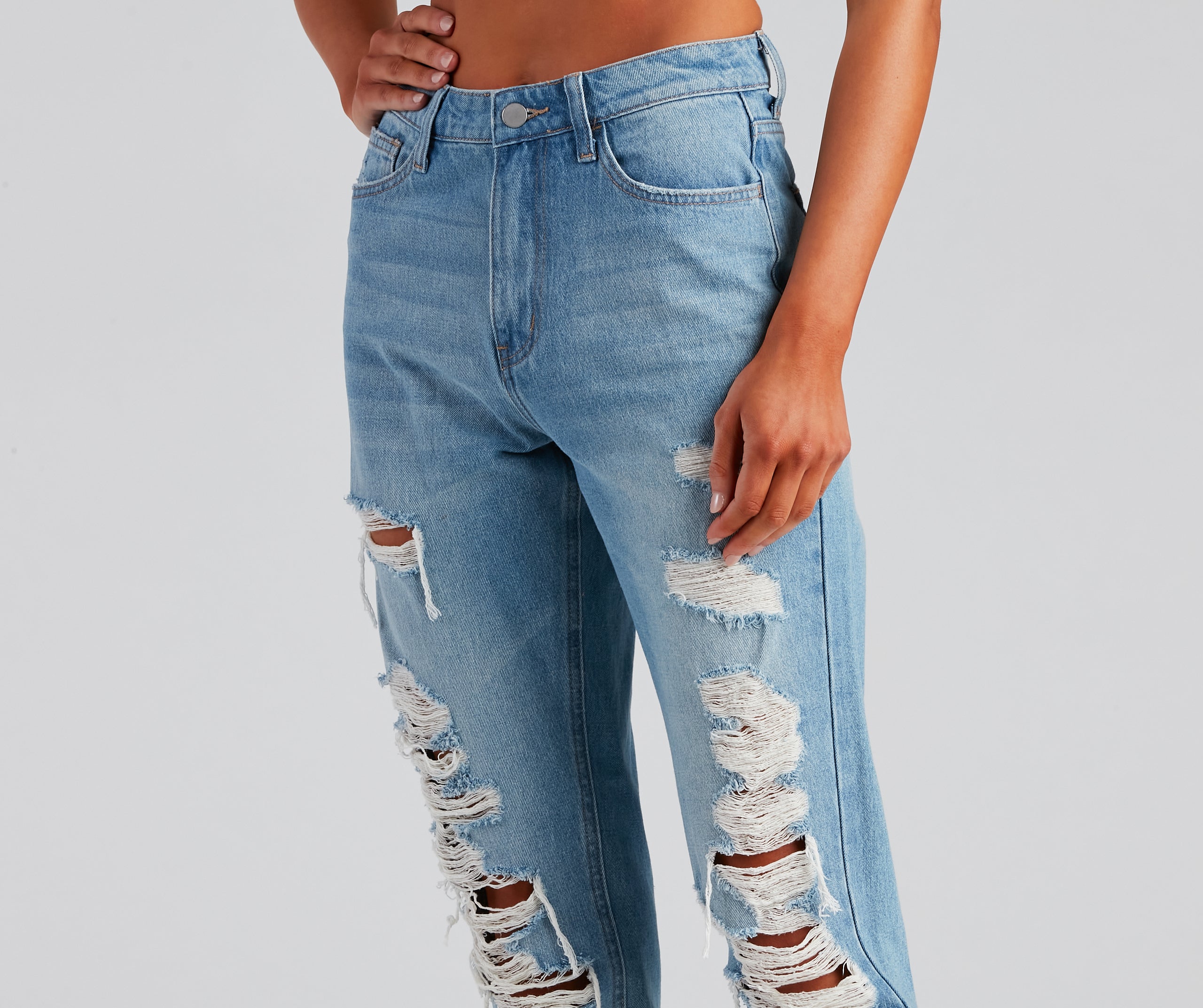 Ella Distressed Mom Jeans