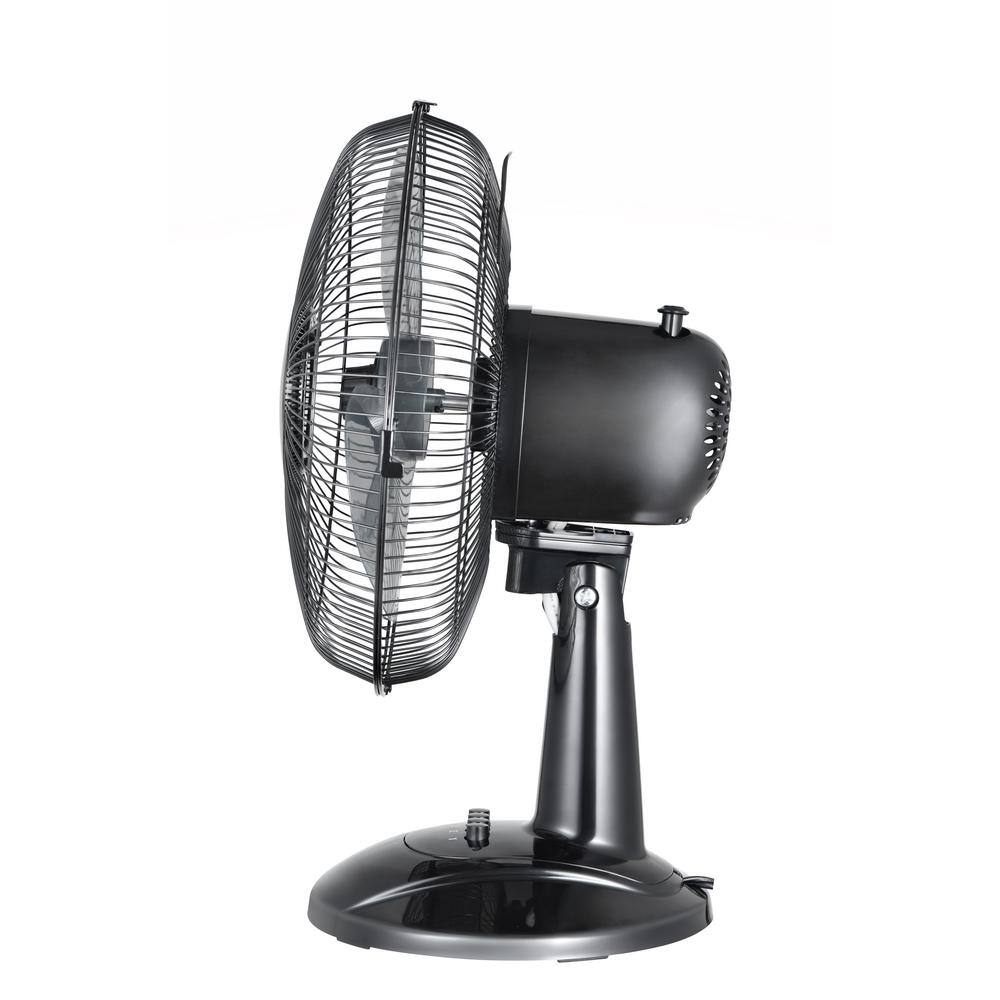 Hampton Bay 12 in. 3 Speed Portable Desk Fan in Black FT30-8MBA