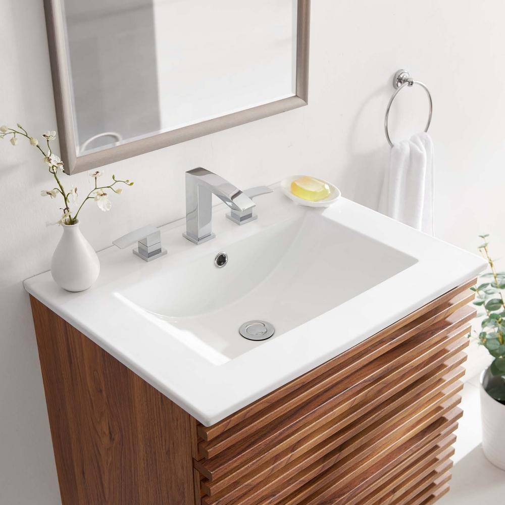 MODWAY Cayman 24 in. Top-Mount Bathroom Sink in White EEI-3766-WHI