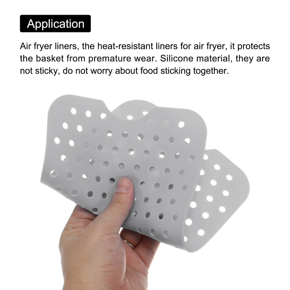 Reusable Silicone Air Fryer Liners 5x8 Inch Grey  Pack of 3   Grey