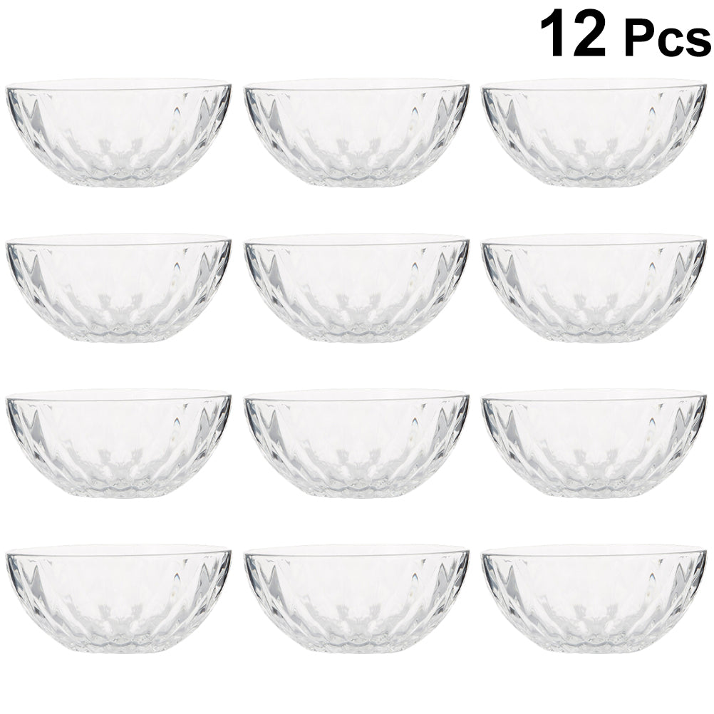 12 Pcs/2 Set Diamond Glass Salad Bowl Practical Rice Soup Fruits Dessert Storage Bowl with Box for Home Kitchen Use (Transparent