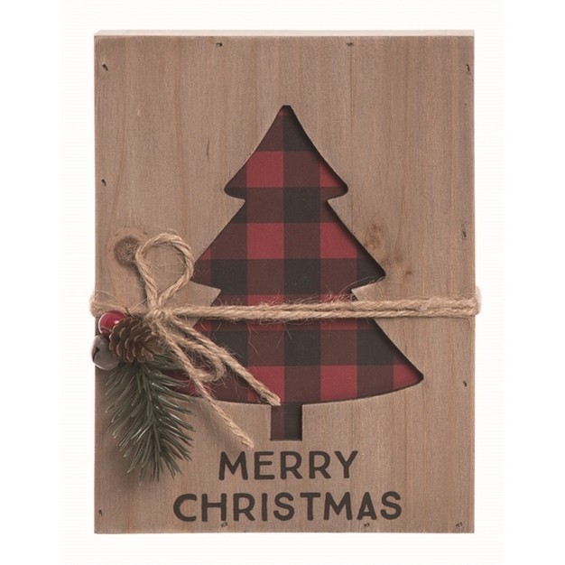 Transpac Wood Brown Christmas Layered Tree Sign