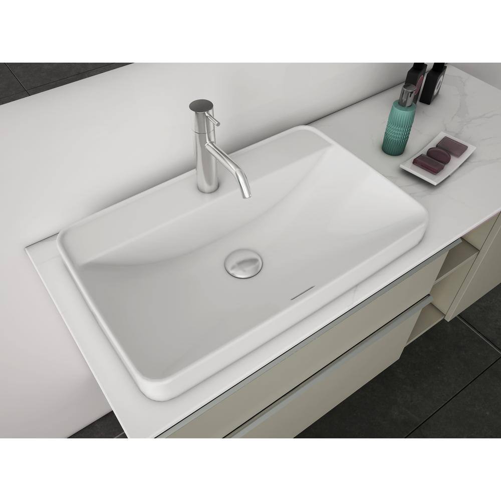 Glacier Bay 23.6 in. x 15 in. Ceramic Rectangular Vessel Bathroom Sink in White LW1829